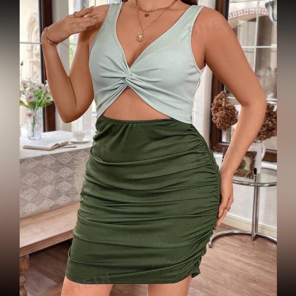 Green cut out dress